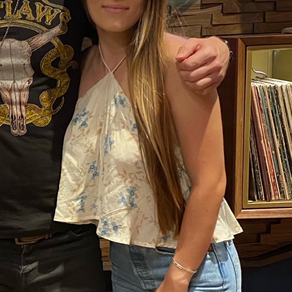 Honey punch cream floral halter top